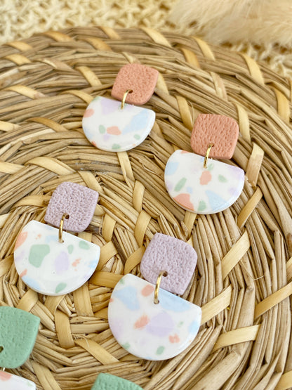 Pendientes de arcilla polimérica estilo terrazzo - joyería artesanal