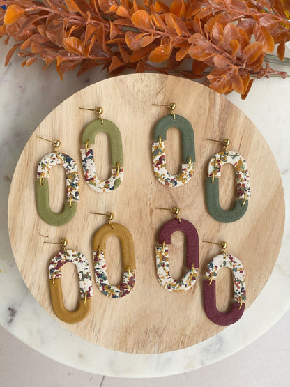 Pendientes ovalados de arcilla polimérica diseño Confetti Otoño