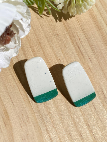 Pendientes trapecio arcilla polimérica verde bosque con brillo de mica – Kitxeti