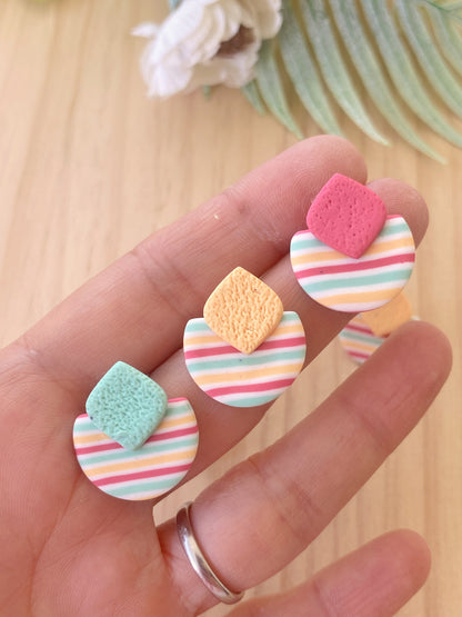 Pendientes geométricos de arcilla polimérica – Cúpula en tonos sorbete