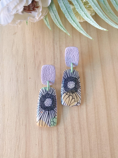 Pendientes florales de arcilla polimérica – Margaritas y tonos pastel