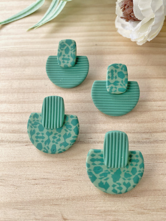 Pendientes geométricos de arcilla polimérica – Cúpula Fabrics verde agua