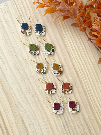 Pendientes de rombos superpuestos con aro dorado Confetti Otoño